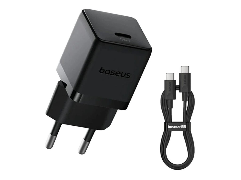 Nabíječka USB-C 20W + Datový Kabel USB-C/USB-C Baseus Palm Fast, 1m, černá