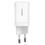 Nabíječka USB + USB-C Baseus CCSUPP-E02 Super Si Quick 30W, bílá
