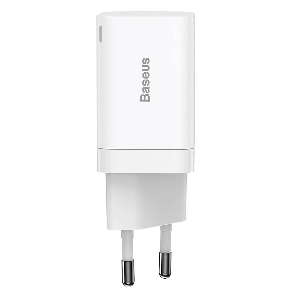Nabíječka USB + USB-C Baseus CCSUPP-E02 Super Si Quick 30W, bílá