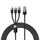 Datový kabel Baseus StarSpeed 3v1 Fast Charging USB-A - USB-C/Lightning/MicroUSB 20W 3.5A, 1.2m, černá