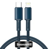 Datový kabel Baseus High Density Braided Series Fast Charging USB-C - Lightning 20W, 1m, modrá