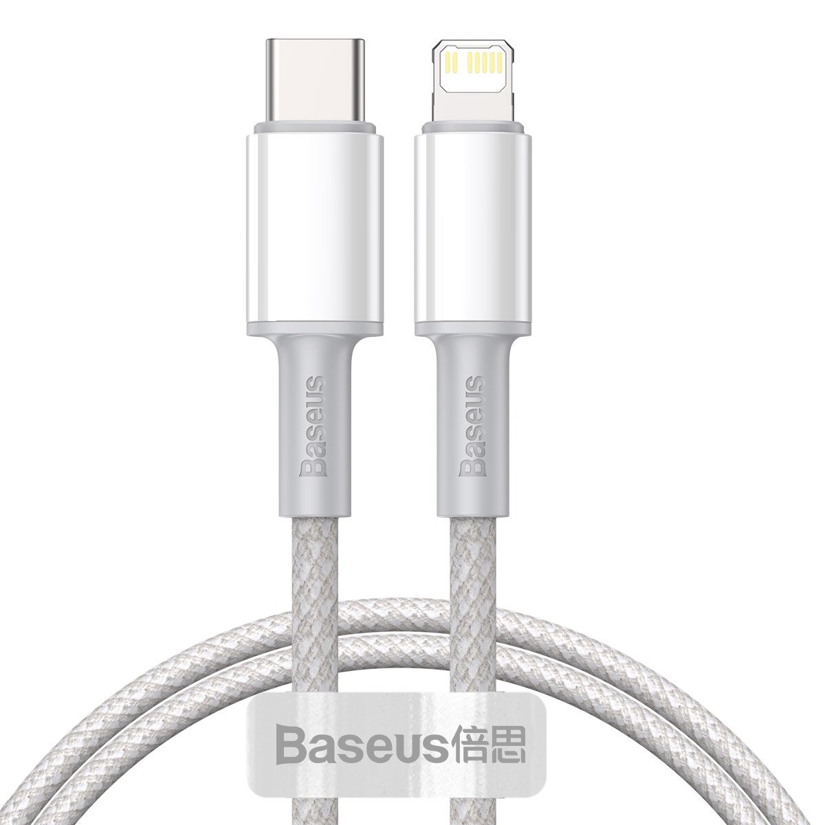 Datový kabel Baseus High Density Braided Series Fast Charging USB-C - Lightning 20W, 1m, bílá