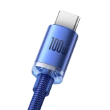 Datový kabel Baseus CAJY000403 Crystal Shine Series USB - USB-C 100W, 1,2m, modrá
