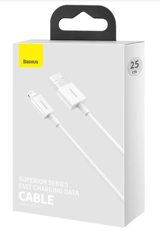 Kabel Baseus CALYS-02 Superior Fast Charging Lightning 2.4A 0.25m, bílá