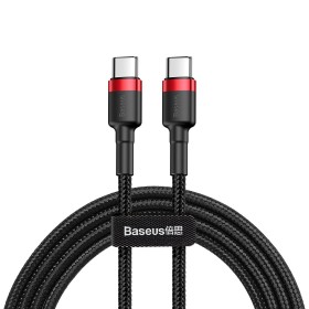Datový kabel Baseus Cafule Flash Charging USB-C - USB-C 60W 2m, červená/černá