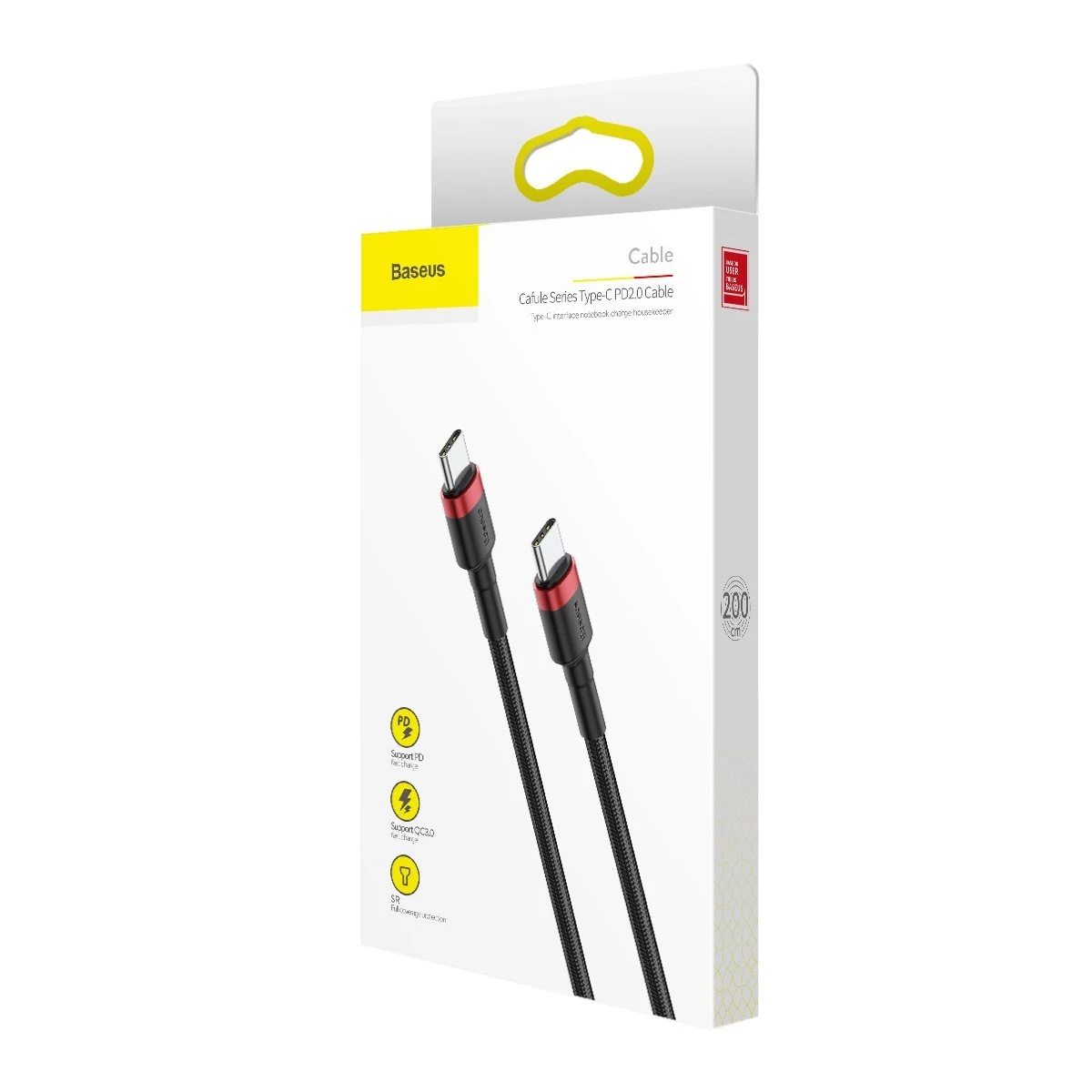 Datový kabel Baseus Cafule Flash Charging USB-C - USB-C 60W 2m, červená/černá