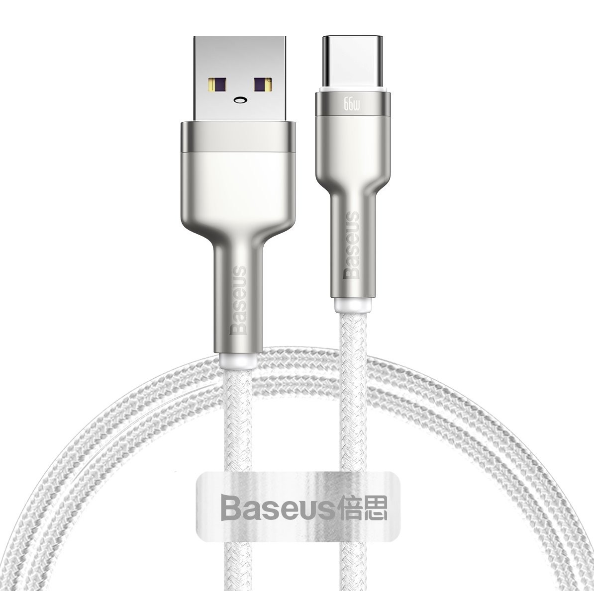 Datový kabel Baseus Cafule Metal Series USB-A - USB-C 66W 1m, bílá