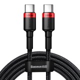 Datový kabel Baseus Cafule Flash Charging USB-C - USB-C 100W 2m, červená/černá