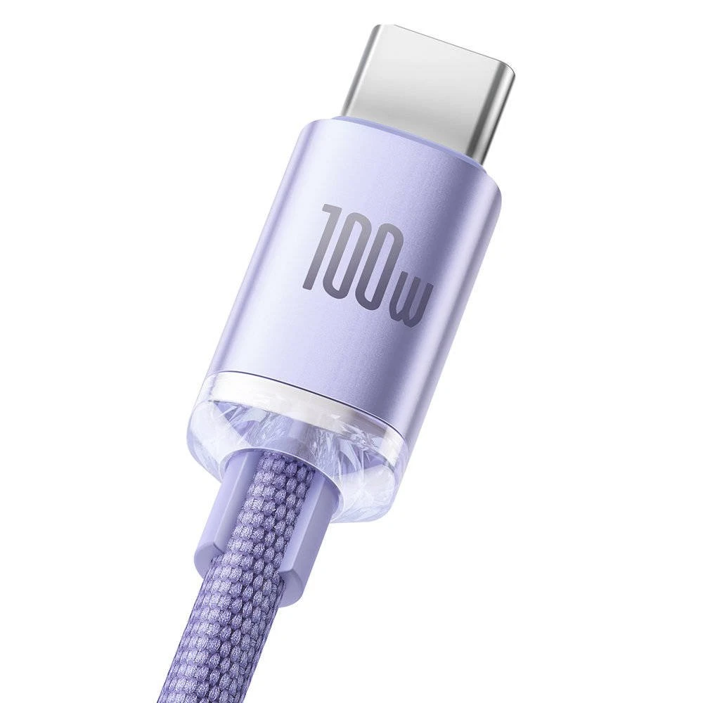 Datový kabel Baseus CAJY000505 Crystal Shine Series USB - USB-C 100W 2m, fialová