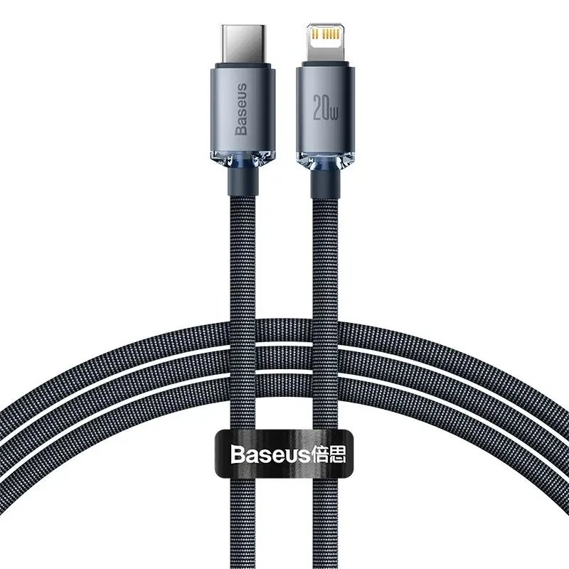 Datový kabel Baseus CAJY000201 Crystal Shine Series USB-C - Lightning 20W 1,2m, černá