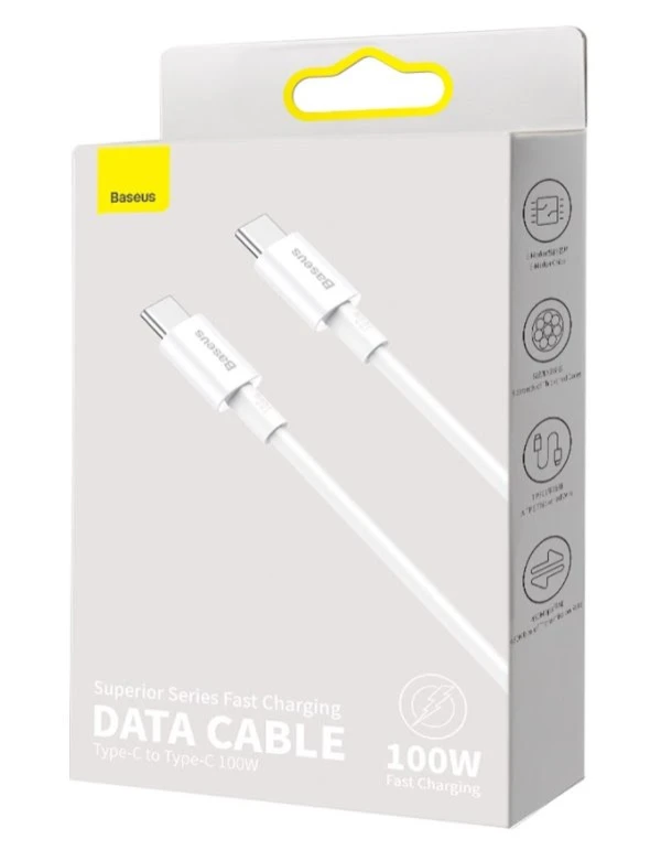 Datový kabel Baseus CATYS-C02 Superior Fast Charging USB-C - USB-C 100W 2m, bílá