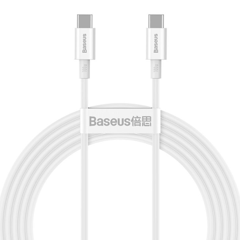 Datový kabel Baseus CATYS-C02 Superior Fast Charging USB-C - USB-C 100W 2m, bílá