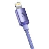 Datový kabel Baseus CAJY000205 Crystal Shine Series USB-C - Lightning 20W 1,2m, fialová