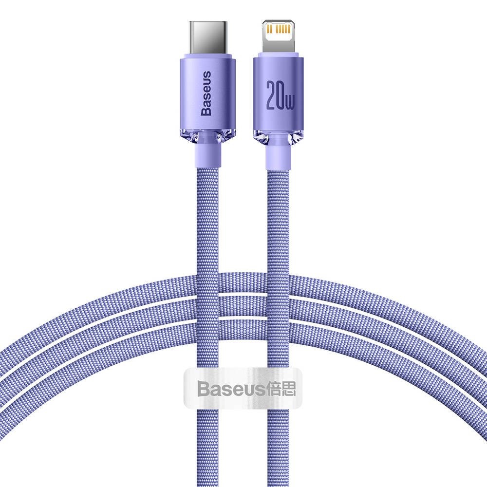 Datový kabel Baseus CAJY000205 Crystal Shine Series USB-C - Lightning 20W 1,2m, fialová