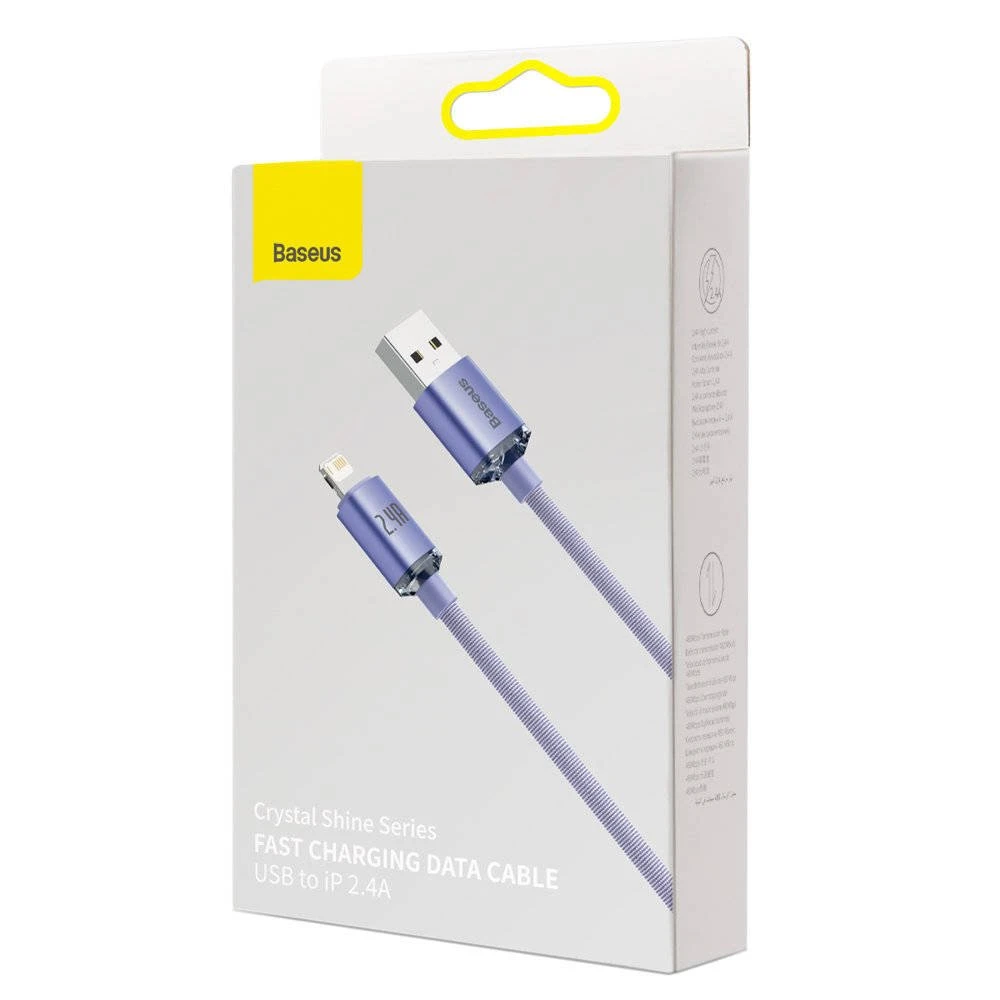 Datový kabel Baseus CAJY000005 Crystal Shine Series USB - Lightning 20W 1,2m, fialová