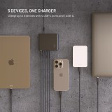 Dokovací GaN stanice FIXED s displejem, 4x USB-C a USB, PD 3.2, 140W, černá