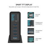 Dokovací GaN stanice FIXED s displejem, 4x USB-C a USB, PD 3.2, 140W, černá