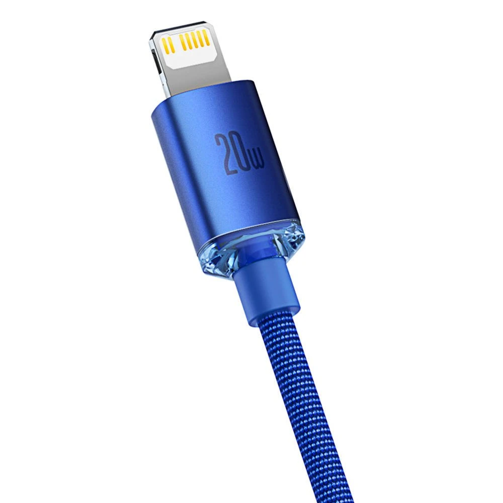 Datový kabel Baseus CAJY000203 Crystal Shine Series USB-C - Lightning 20W 1,2m, modrá