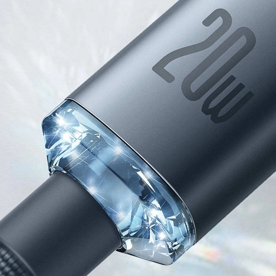 Datový kabel Baseus CAJY000203 Crystal Shine Series USB-C - Lightning 20W 1,2m, modrá