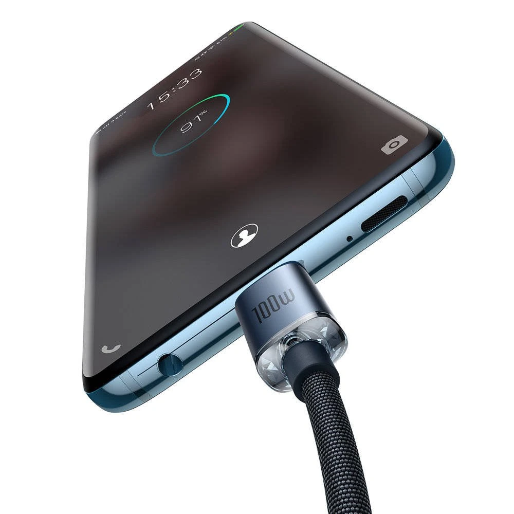 Datový kabel Baseus CAJY000701 Crystal Shine Series USB-C - USB-C 100W 2m, černá