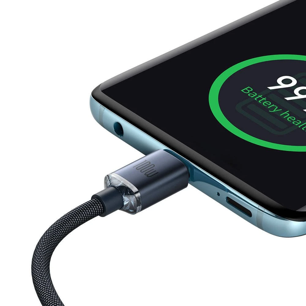 Datový kabel Baseus CAJY000701 Crystal Shine Series USB-C - USB-C 100W 2m, černá