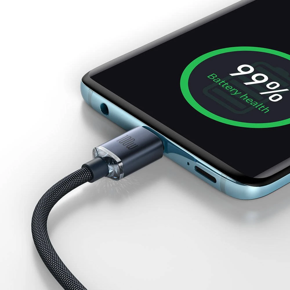 Datový kabel Baseus CAJY000701 Crystal Shine Series USB-C - USB-C 100W 2m, černá