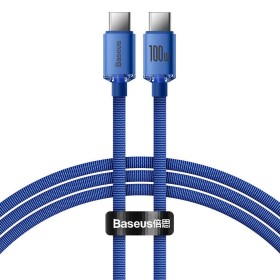 Datový kabel Baseus CAJY000603 Crystal Shine Series USB-C - USB-C 100W 1,2m, modrá