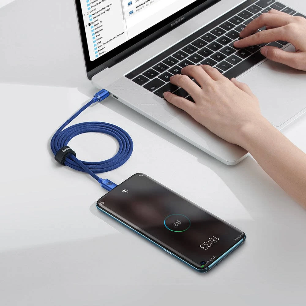 Datový kabel Baseus CAJY000603 Crystal Shine Series USB-C - USB-C 100W 1,2m, modrá