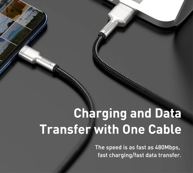 Datový kabel Baseus CAKF000001 Cafule USB-USB-C 66W 0,25m, černá