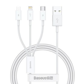 Datový kabel Baseus Superior Series Fast Charging USB-A - USB-C/microUSB/Lightning 3.5A 1m Stellar, bílá