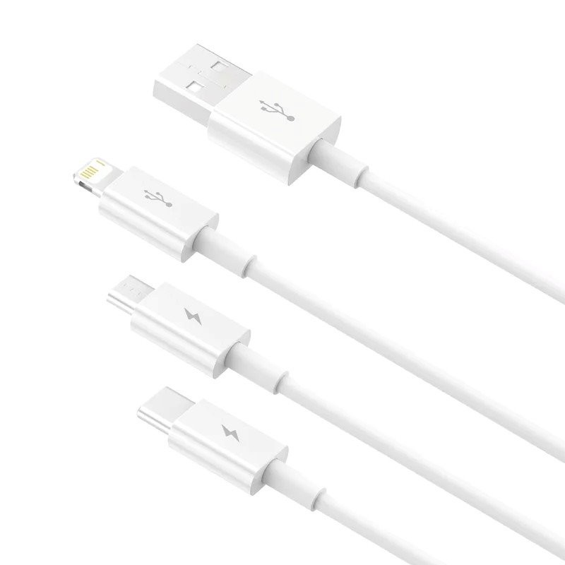 Datový kabel Baseus Superior Series Fast Charging USB-A - USB-C/microUSB/Lightning 3.5A 1m Stellar, bílá