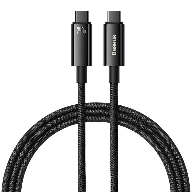 Datový kabel Baseus CAWJ040101 Tungsten Gold Fast Charging USB-C - USB-C 240W 2m, černá