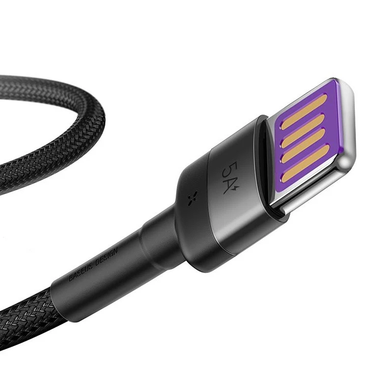 Datový kabel Baseus CATKLF-PG1 Cafule Quick Charging USB Double Sided to USB 40W 1m, šedá/černá