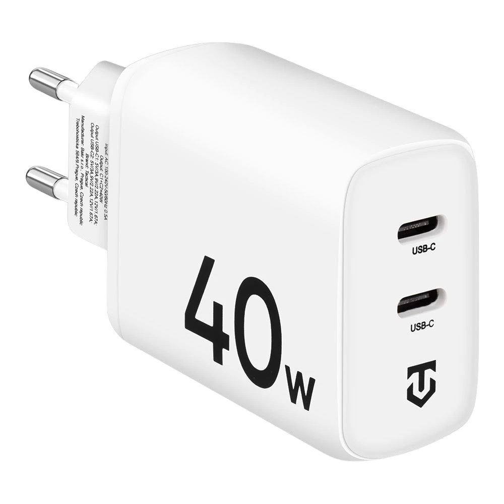 Nabíjecí adaptér Tactical Base Plug Dual 40W, bílá