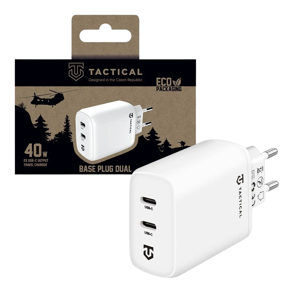 Nabíjecí adaptér Tactical Base Plug Dual 40W, bílá