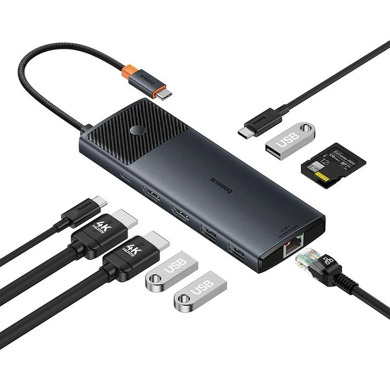 Dokovací stanice Baseus Metal Gleam II Series 10v1 USB-C HUB Cosmic, černá
