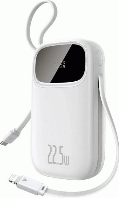Powerbanka Baseus EnerFill FC31 20000mAh, 22,5W, s kabelem USB-C a Lightning, bílá