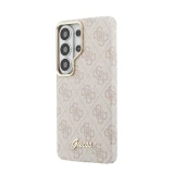 Guess PU 4G Script Metal Logo Magnetic Zadní Kryt pro Samsung Galaxy S26 Ultra Pink