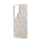 Guess PU 4G Script Metal Logo Magnetic Zadní Kryt pro Samsung Galaxy S26 Ultra Pink