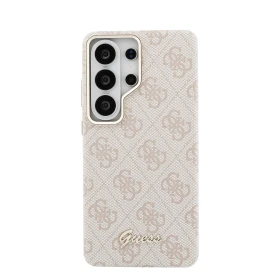 Zadní kryt Guess PU 4G Script Metal Logo Magnetic pro Samsung Galaxy S26 Ultra, růžová