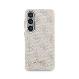 Zadní kryt Guess PU 4G Script Metal Logo Magnetic pro Samsung Galaxy S26, růžová