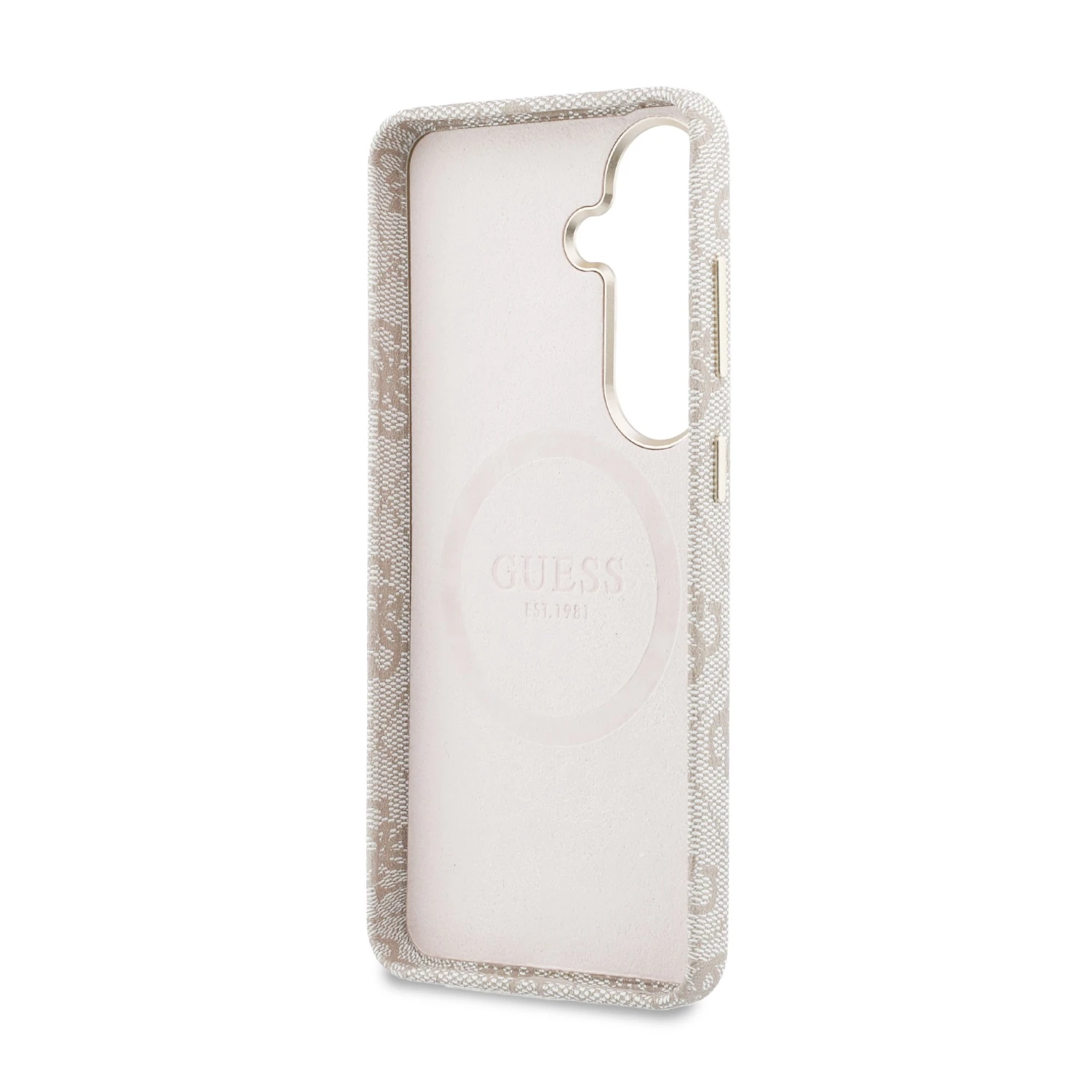Guess PU 4G Script Metal Logo Magnetic Zadní Kryt pro Samsung Galaxy S26 Pink