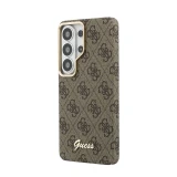 Guess PU 4G Script Metal Logo Magnetic Zadní Kryt pro Samsung Galaxy S26 Ultra Brown