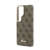 Guess PU 4G Script Metal Logo Magnetic Zadní Kryt pro Samsung Galaxy S26 Ultra Brown