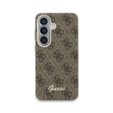 Guess PU 4G Script Metal Logo Magnetic Zadní Kryt pro Samsung Galaxy S26 Brown