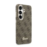 Guess PU 4G Script Metal Logo Magnetic Zadní Kryt pro Samsung Galaxy S26 Brown