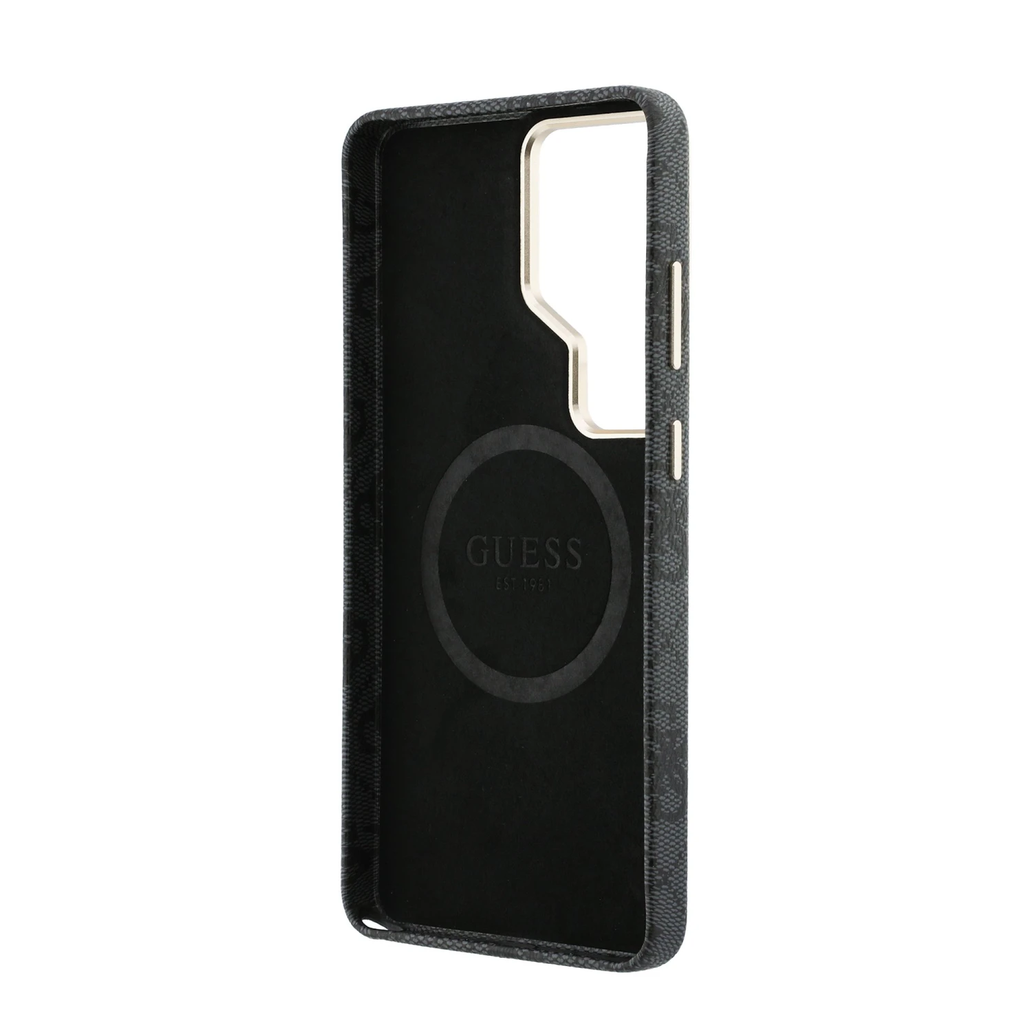 Guess PU 4G Script Metal Logo Magnetic Zadní Kryt pro Samsung Galaxy S26 Ultra Black