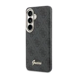 Guess PU 4G Script Metal Logo Magnetic Zadní Kryt pro Samsung Galaxy S26 Black