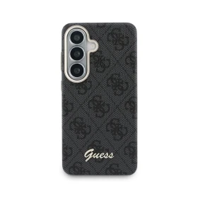 Zadní kryt Guess PU 4G Script Metal Logo Magnetic pro Samsung Galaxy S26, černá