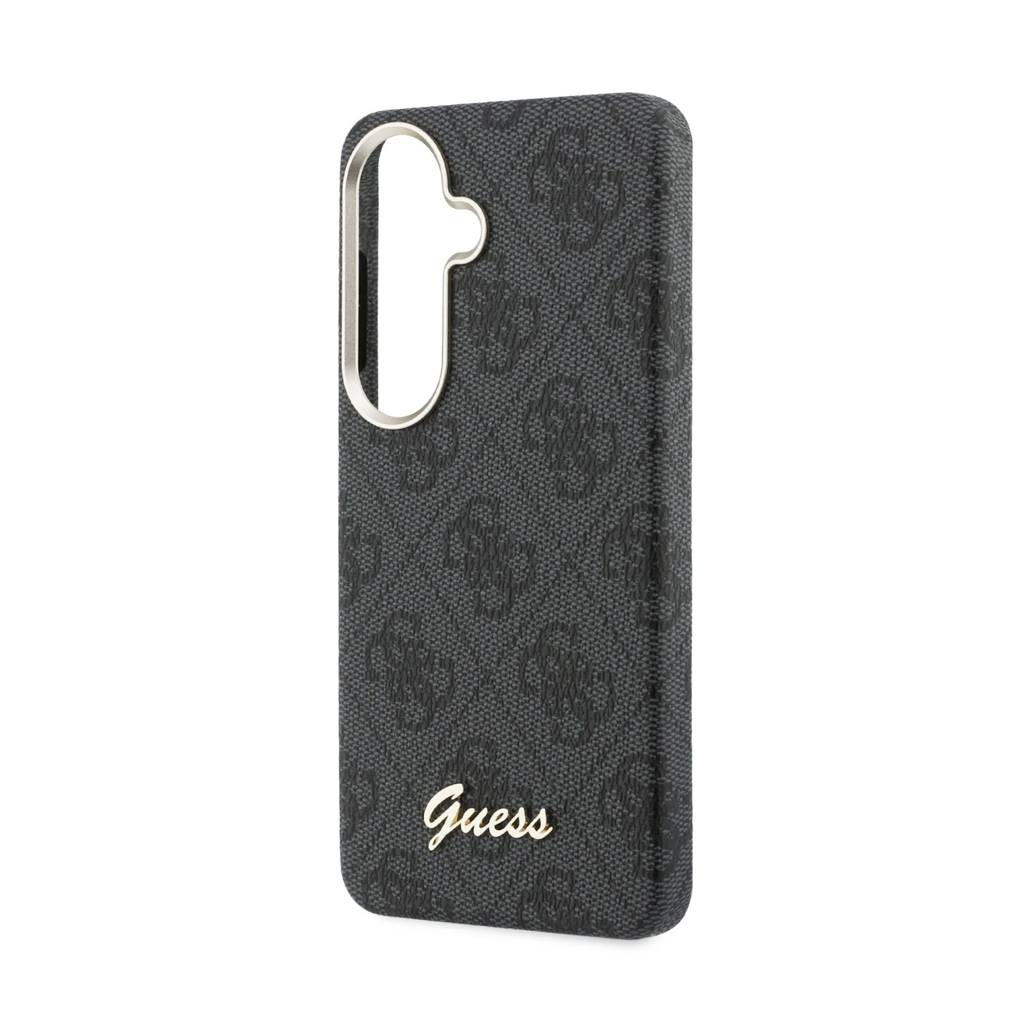 Guess PU 4G Script Metal Logo Magnetic Zadní Kryt pro Samsung Galaxy S26 Black